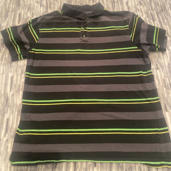 Old Navy Shirt Boy's Size XL Short Sleeve Polo Shirt Grey/Black/Yellow/Green - Picture 1 of 5